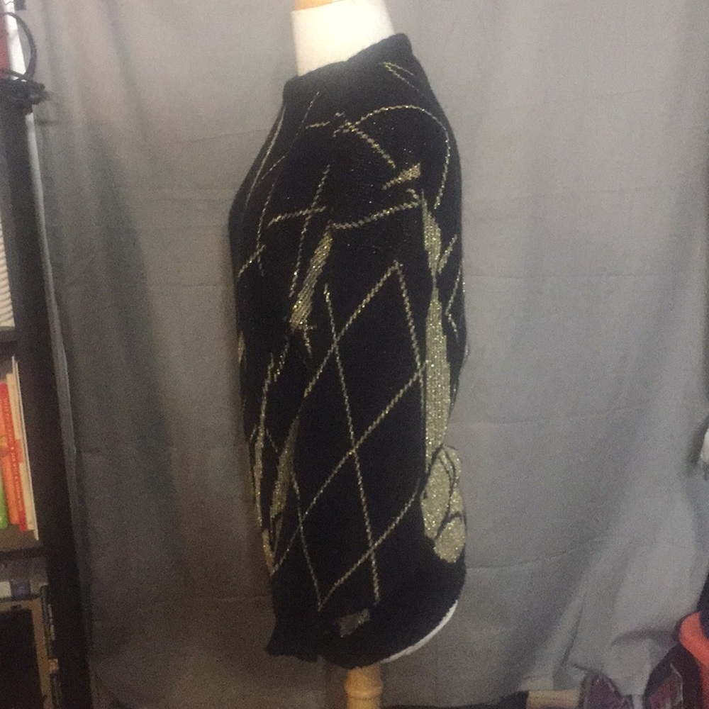 Ellen-D Kollection Black & gold vintage sweater M - Picture 2 of 3